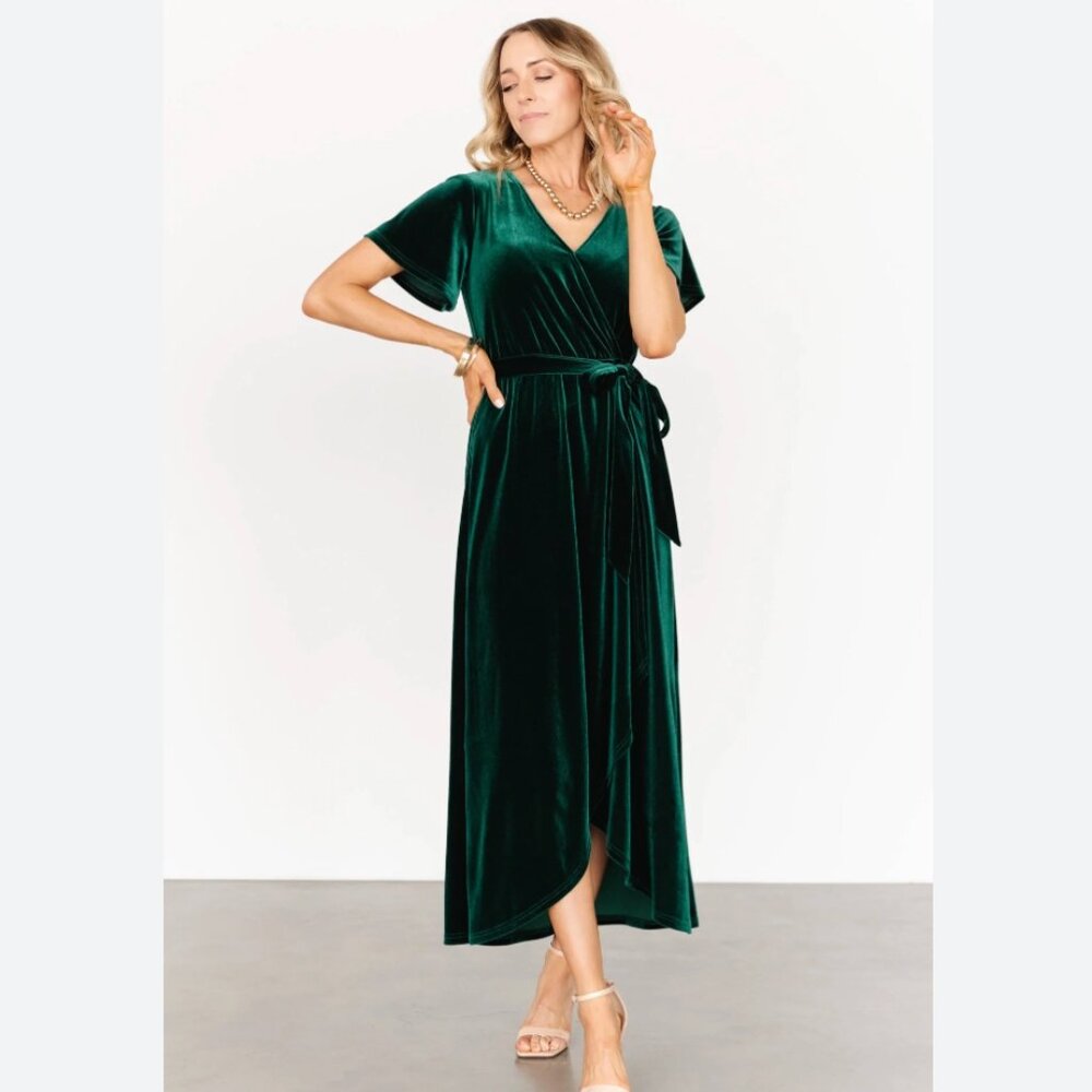 Green Velvet Midi Dress Baltic Born Nadine Size M